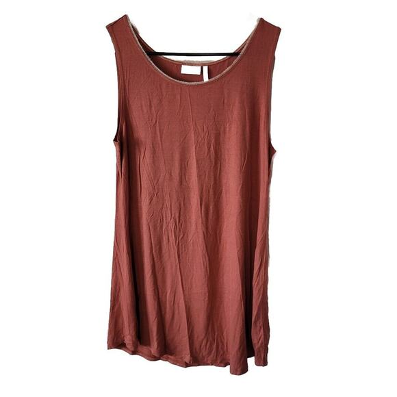 LOGO Layers Lori Goldstein Medium Peach Brown Tank Rayon Basic Under Blouse - Picture 1 of 5